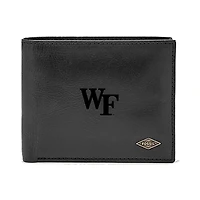 Men's Fossil Black Wake Forest Demon Deacons Leather Ryan RFID Passcase Wallet