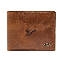 Men's Fossil Brown South Florida Bulls Leather Ryan RFID Passcase Wallet