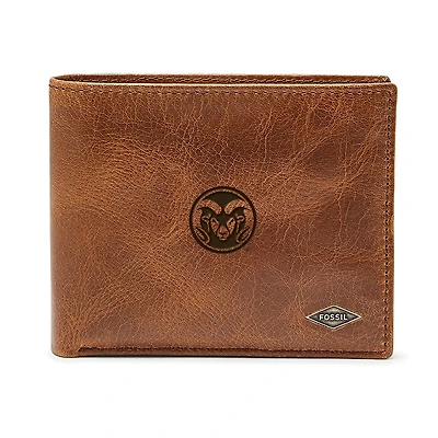 Men's Fossil Brown Colorado State Rams Leather Ryan RFID Passcase Wallet