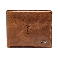 Men's Fossil Brown Cincinnati Bearcats Leather Ryan RFID Passcase Wallet