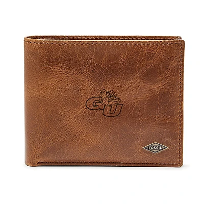 Men's Fossil Brown Gonzaga Bulldogs Leather Ryan RFID Passcase Wallet