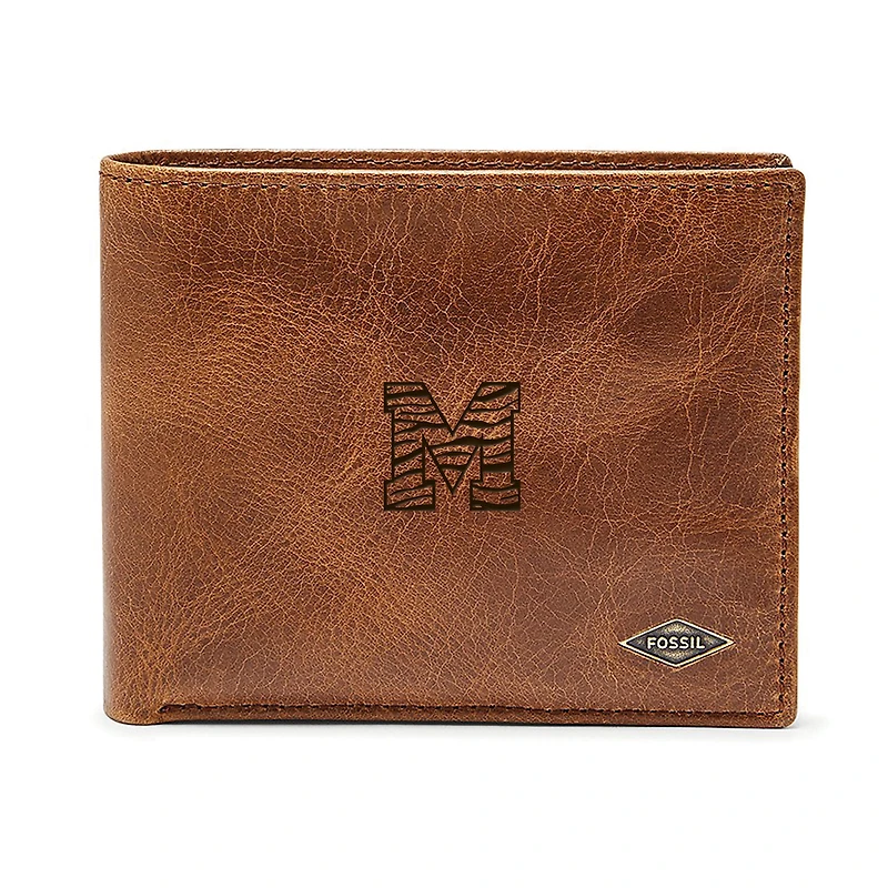 Men's Fossil Brown Memphis Tigers Leather Ryan RFID Passcase Wallet