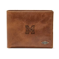 Men's Fossil Brown Memphis Tigers Leather Ryan RFID Passcase Wallet