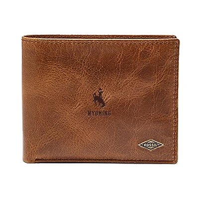 Men's Fossil Brown Wyoming Cowboys Leather Ryan RFID Passcase Wallet