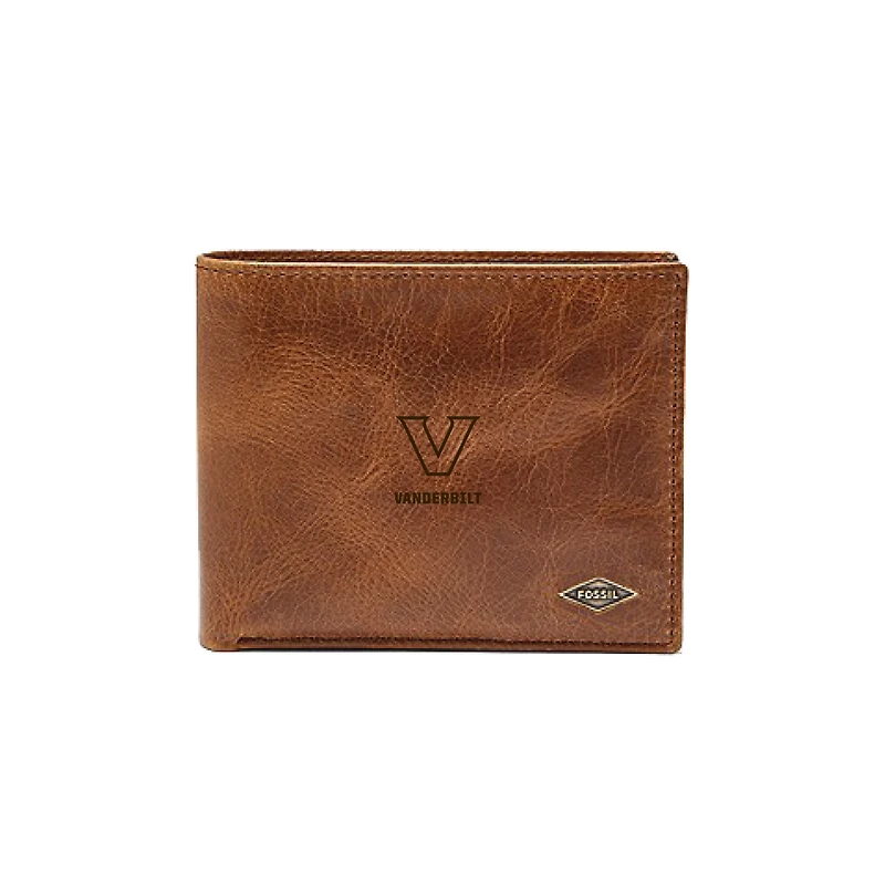 Men's Fossil Brown Vanderbilt Commodores Leather Ryan RFID Passcase Wallet