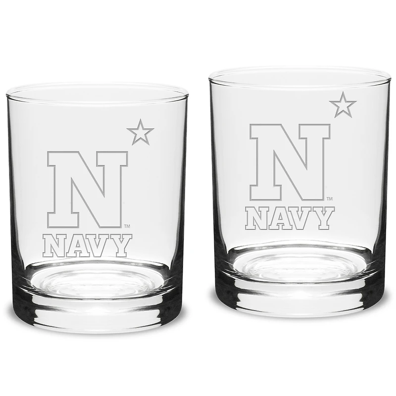 Navy Midshipmen 14oz. 2-Piece Classic Double Old-Fashioned Glass Set