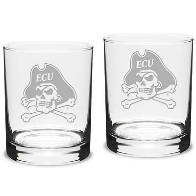 ECU Pirates 14oz. 2-Piece Classic Double Old-Fashioned Glass Set