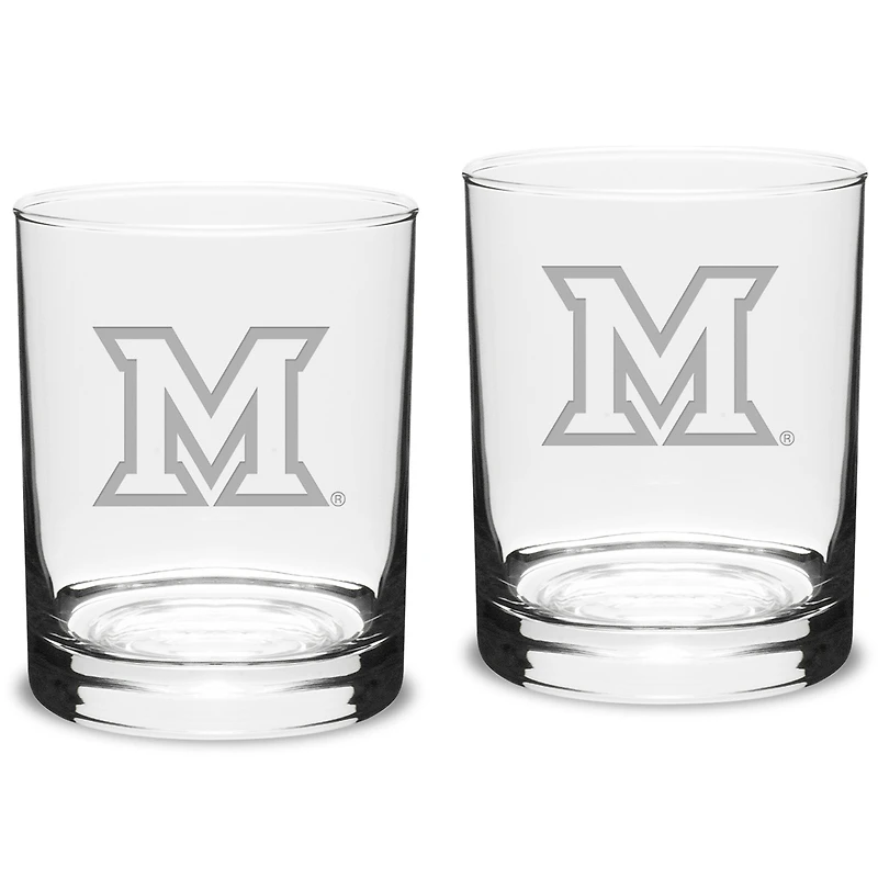 Miami University RedHawks 14oz. 2-Piece Classic Double Old-Fashioned Glass Set