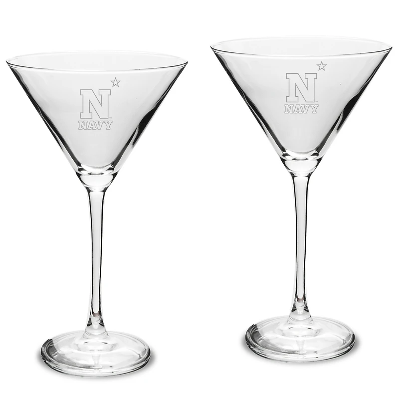 Navy Midshipmen Two-Piece Traditional 10oz. Martini Glass Set