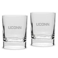 UConn Huskies 2-Piece 11.75oz. Square Double Old Fashioned Glass Set