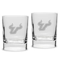 South Florida Bulls 2-Piece 11.75oz. Square Double Old Fashioned Glass Set