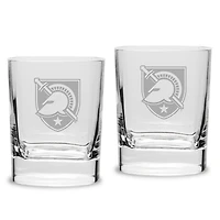 Army Black Knights 2-Piece 11.75oz. Square Double Old Fashioned Glass Set
