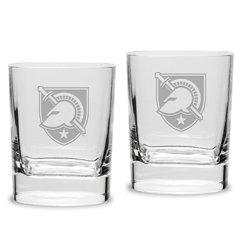 Army Black Knights 2-Piece 11.75oz. Square Double Old Fashioned Glass Set