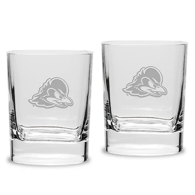 Delaware Fightin' Blue Hens 2-Piece 11.75oz. Square Double Old Fashioned Glass Set