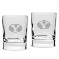 BYU Cougars 2-Piece 11.75oz. Square Double Old Fashioned Glass Set