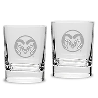 Colorado State Rams 2-Piece 11.75oz. Square Double Old Fashioned Glass Set