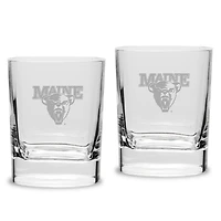 Maine Black Bears 2-Piece 11.75oz. Square Double Old Fashioned Glass Set