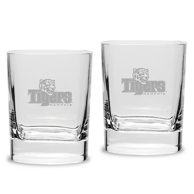 Memphis Tigers 2-Piece 11.75oz. Square Double Old Fashioned Glass Set