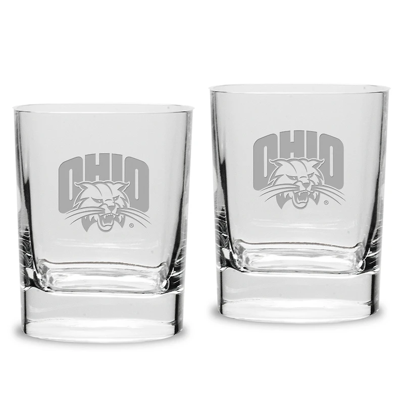 Ohio Bobcats 2-Piece 11.75oz. Square Double Old Fashioned Glass Set