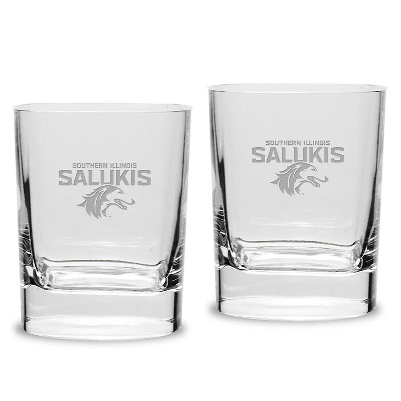 Southern Illinois Salukis 2-Piece 11.75oz. Square Double Old Fashioned Glass Set