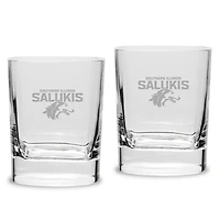 Southern Illinois Salukis 2-Piece 11.75oz. Square Double Old Fashioned Glass Set