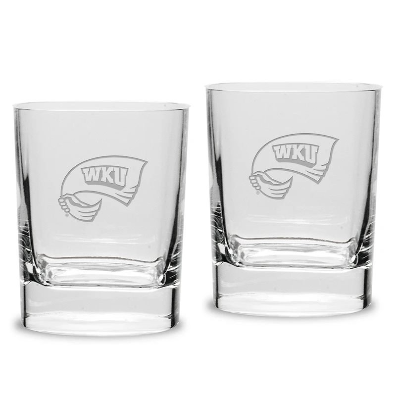 Western Kentucky Hilltoppers 2-Piece 11.75oz. Square Double Old Fashioned Glass Set
