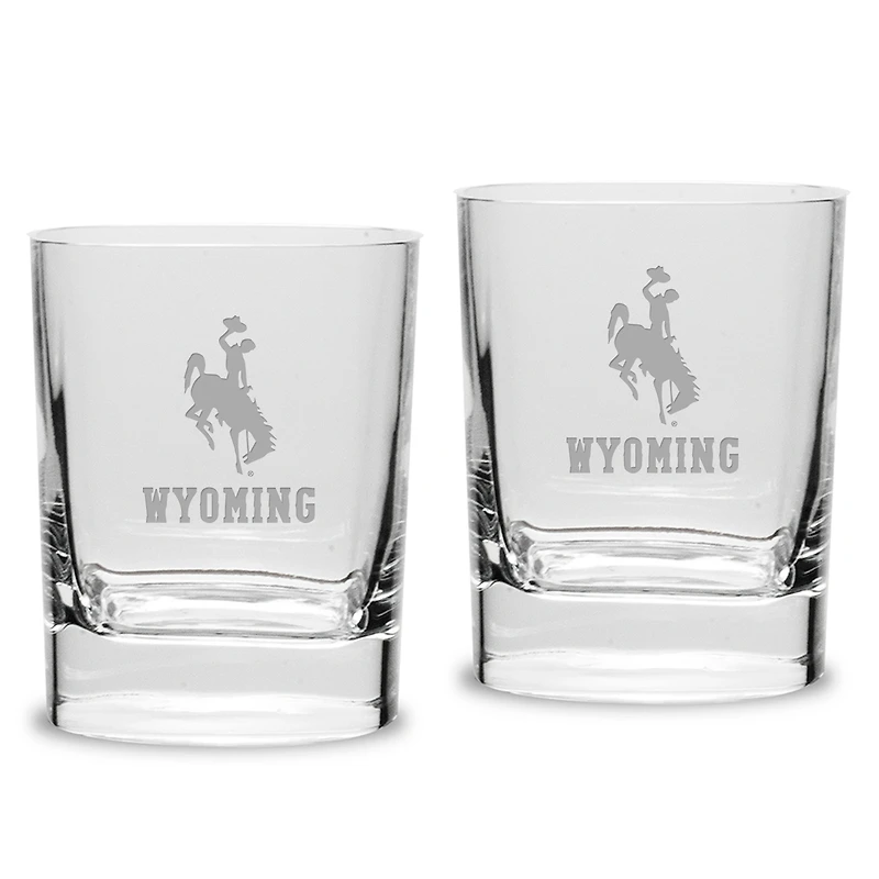 Wyoming Cowboys 2-Piece 11.75oz. Square Double Old Fashioned Glass Set