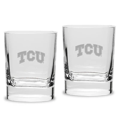 TCU Horned Frogs 2-Piece 11.75oz. Square Double Old Fashioned Glass Set