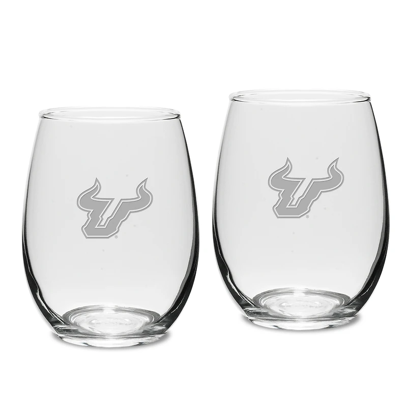 South Florida Bulls 2-Piece 15oz. Stemless Wine Glass Set