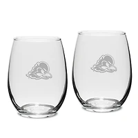 Delaware Fightin' Blue Hens 2-Piece 15oz. Stemless Wine Glass Set