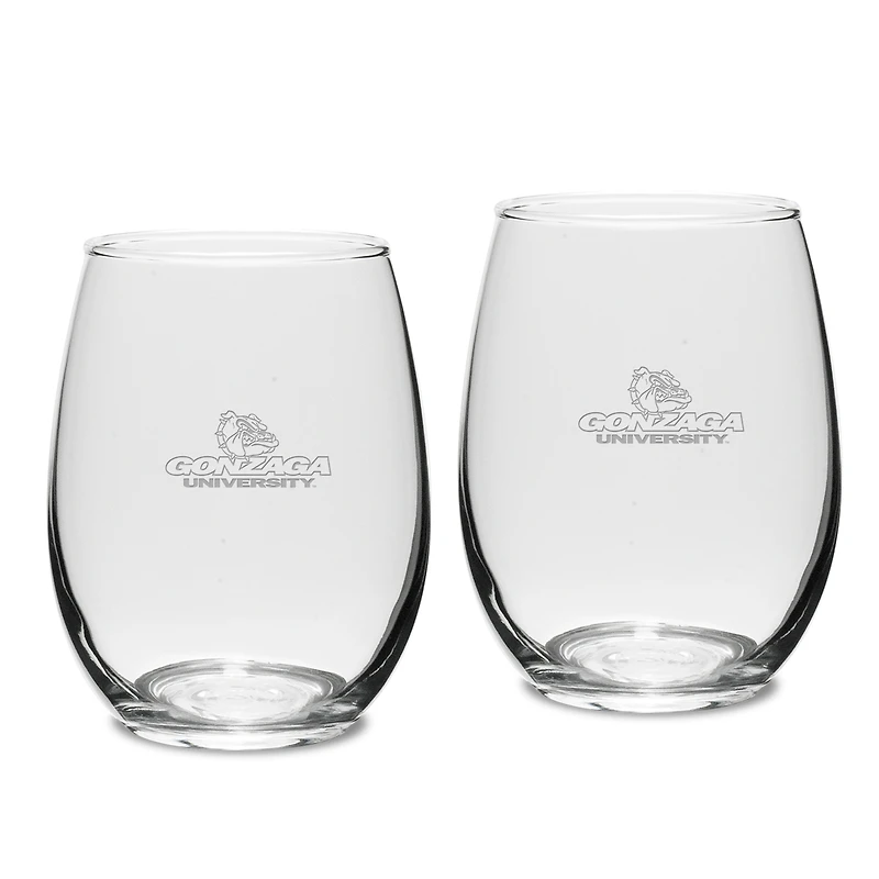 Gonzaga Bulldogs 2-Piece 15oz. Stemless Wine Glass Set