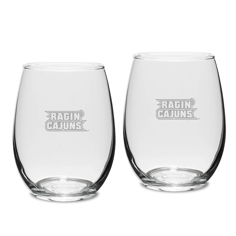 Louisiana Ragin' Cajuns 2-Piece 15oz. Stemless Wine Glass Set