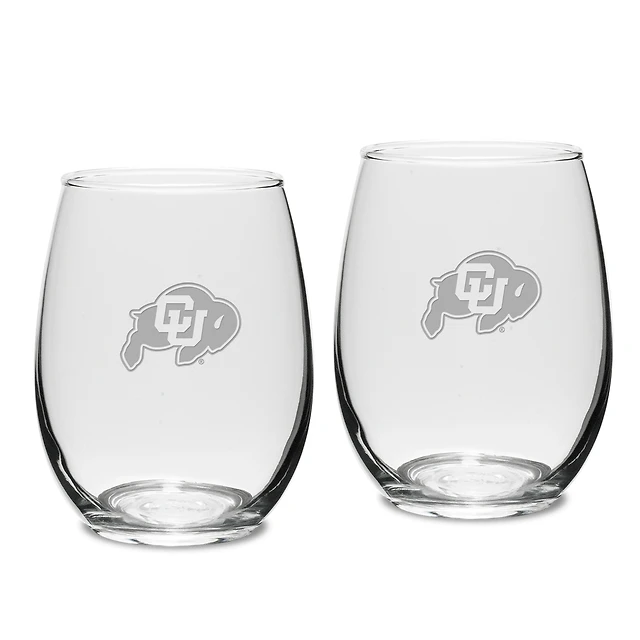 Colorado Buffaloes 2-Piece 15oz. Stemless Wine Glass Set