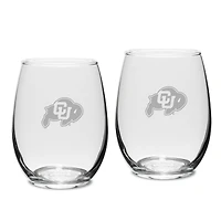 Colorado Buffaloes 2-Piece 15oz. Stemless Wine Glass Set