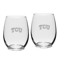 TCU Horned Frogs 2-Piece 15oz. Stemless Wine Glass Set