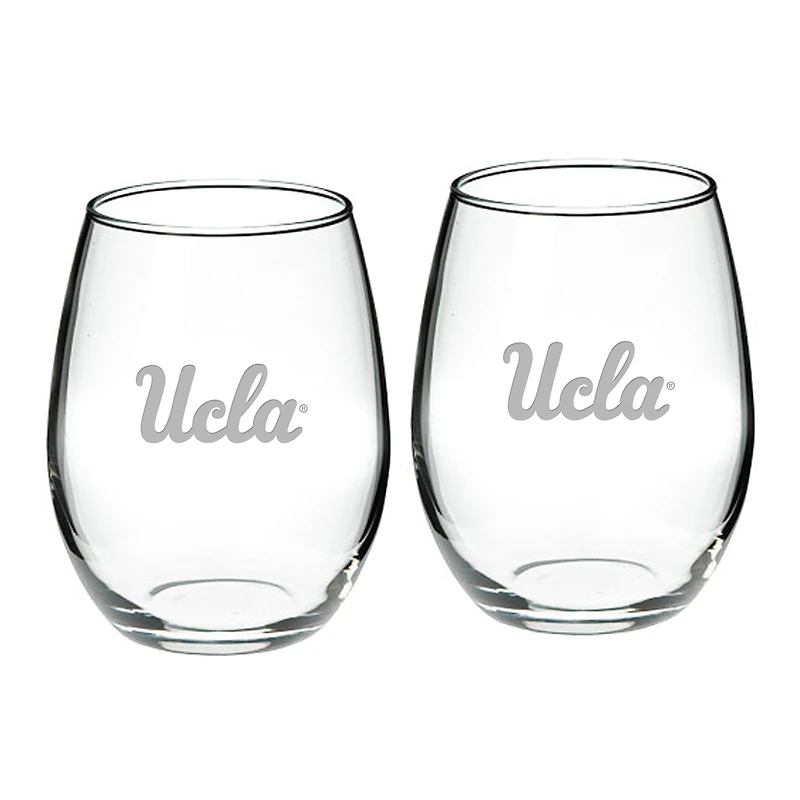UCLA Bruins 2-Piece 21oz. Stemless Wine Glass Set
