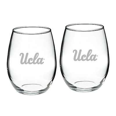 UCLA Bruins 2-Piece 21oz. Stemless Wine Glass Set