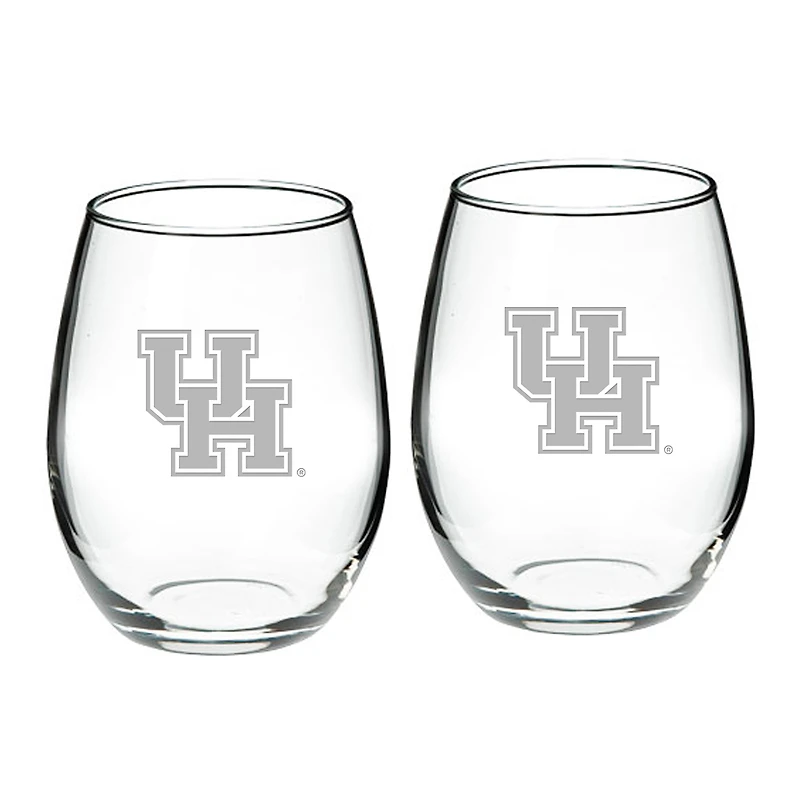 Houston Cougars 2-Piece 21oz. Stemless Wine Glass Set