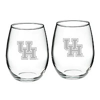 Houston Cougars 2-Piece 21oz. Stemless Wine Glass Set