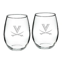Virginia Cavaliers 2-Piece 21oz. Stemless Wine Glass Set