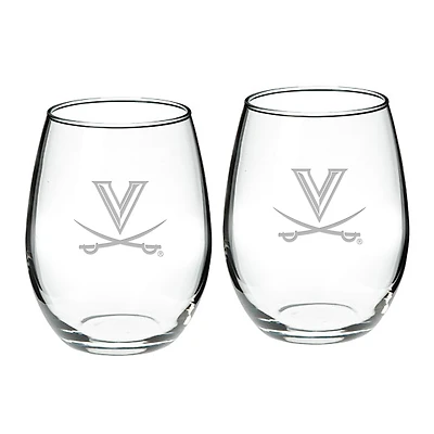 Virginia Cavaliers 2-Piece 21oz. Stemless Wine Glass Set