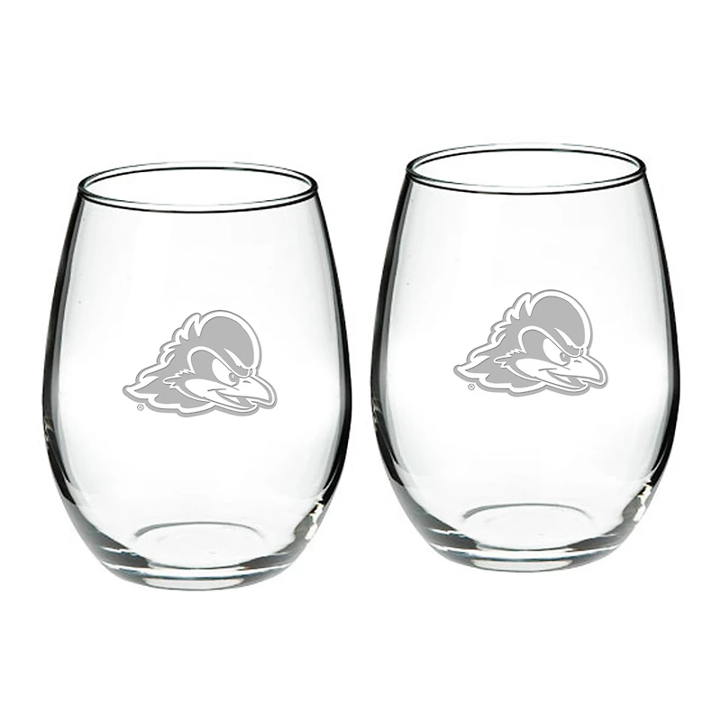 Delaware Fightin' Blue Hens 2-Piece 21oz. Stemless Wine Glass Set