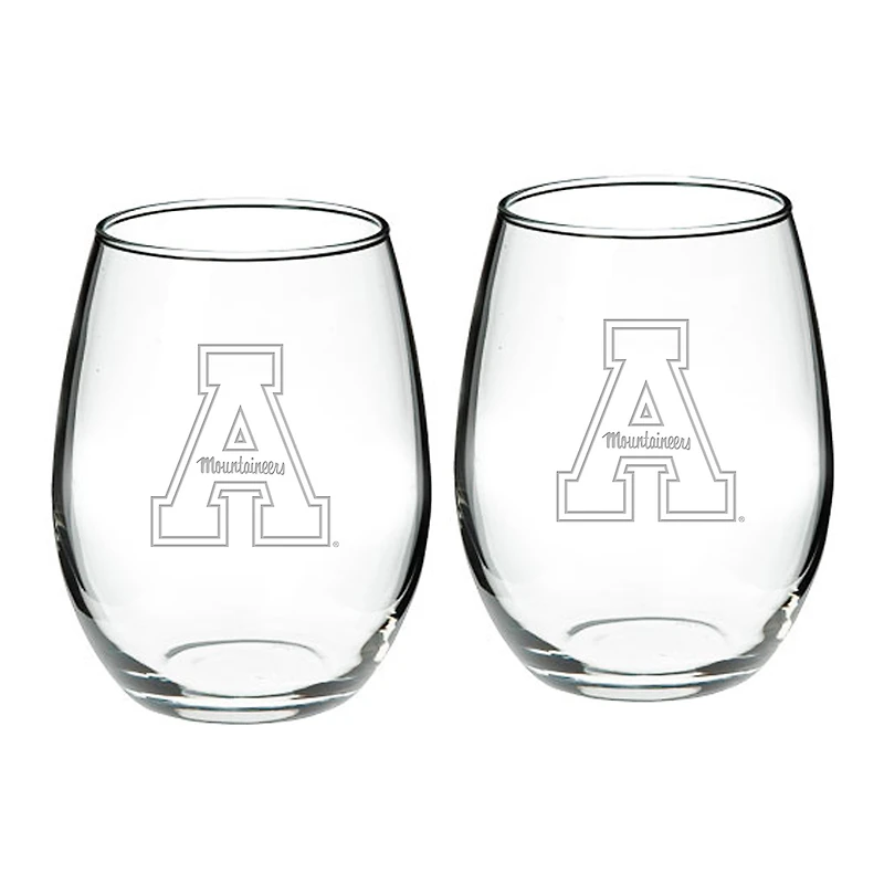 Appalachian State Mountaineers 2-Piece 21oz. Stemless Wine Glass Set