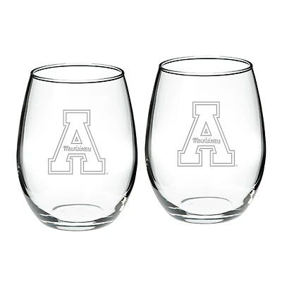 Appalachian State Mountaineers 2-Piece 21oz. Stemless Wine Glass Set