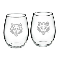 Arkansas State Red Wolves 2-Piece 21oz. Stemless Wine Glass Set