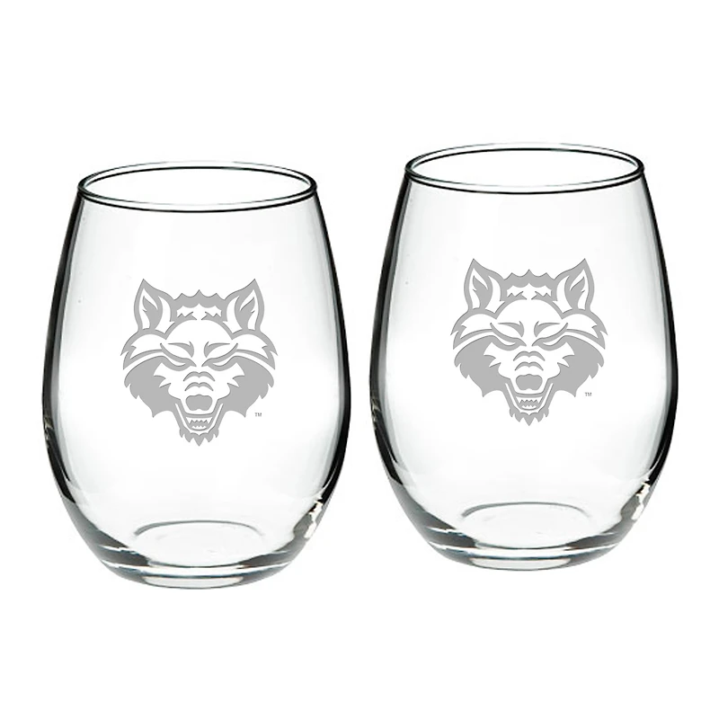 Arkansas State Red Wolves 2-Piece 21oz. Stemless Wine Glass Set