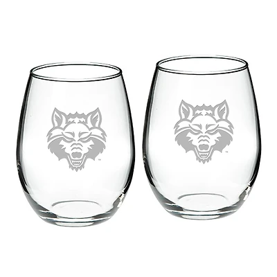 Arkansas State Red Wolves 2-Piece 21oz. Stemless Wine Glass Set
