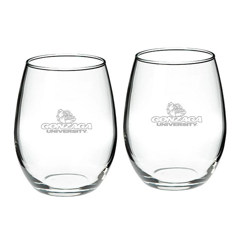 Gonzaga Bulldogs 2-Piece 21oz. Stemless Wine Glass Set