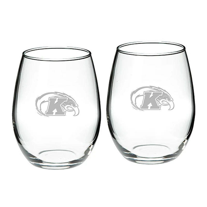 Kent State Golden Flashes 2-Piece 21oz. Stemless Wine Glass Set