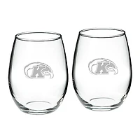 Kent State Golden Flashes 2-Piece 21oz. Stemless Wine Glass Set
